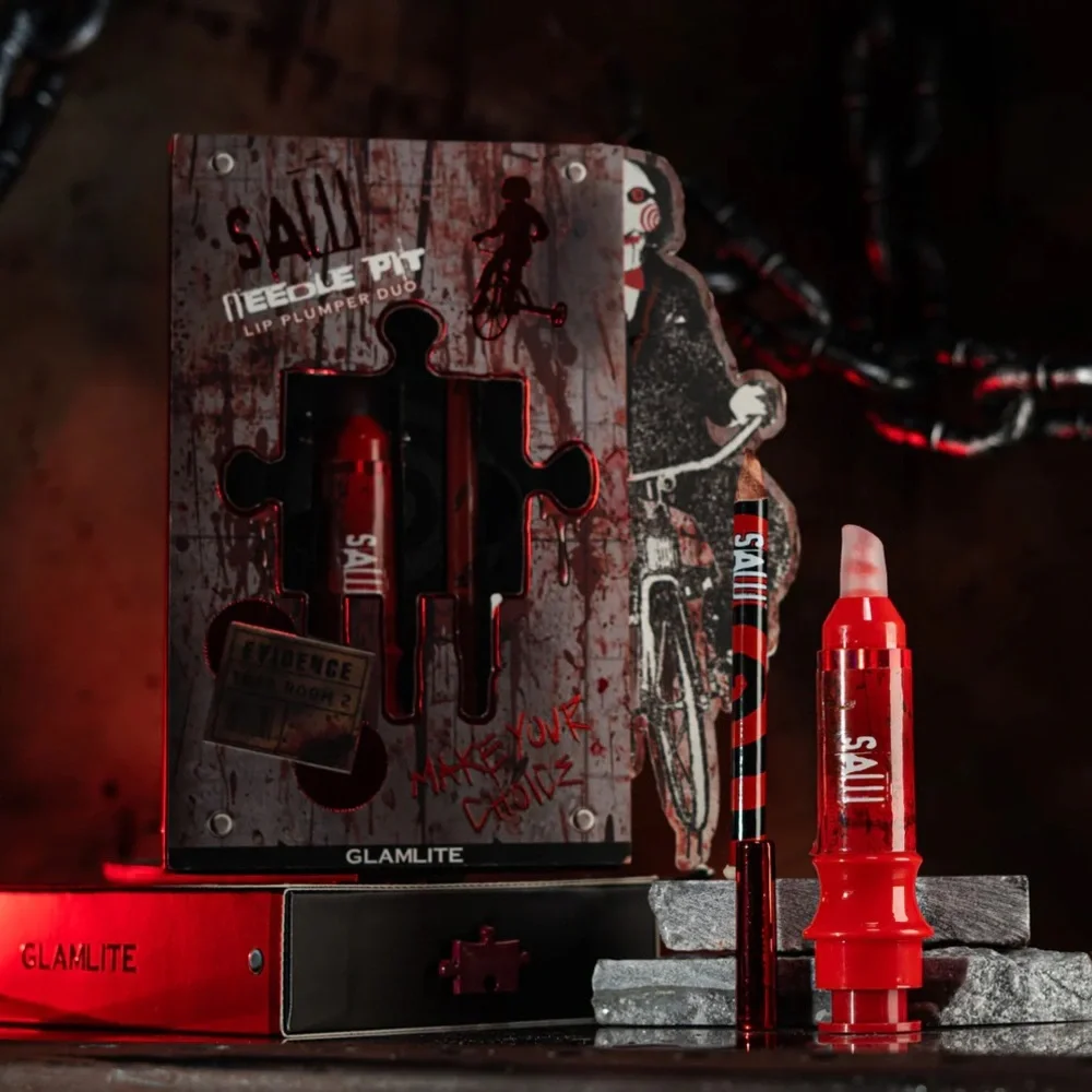 Full Set Glamlite X Saw Eyeshadow Mirror Brushes Highlighter Lip Set Horror Saw